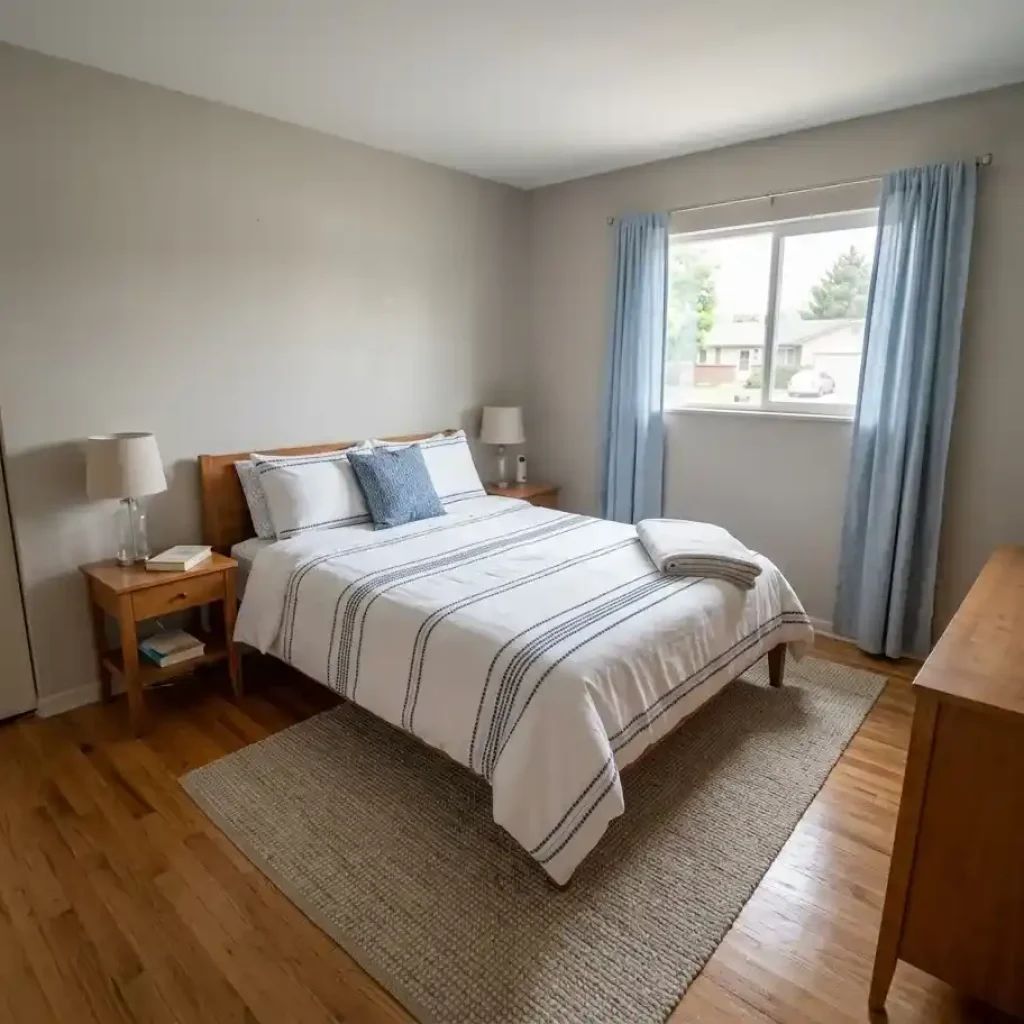 Freshly cleaned bedroom by a house cleaning company in Greeley CO